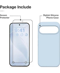 Gonez for Google Pixel 10/Pixel 10 Pro Case, Liquid Silicone Case with Screen Protector, Full Body Protective Cover, Shockproof Phone Cover