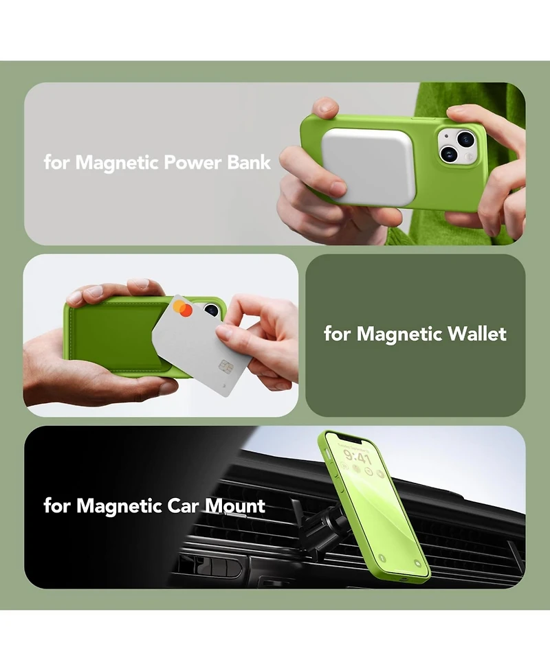 Gonez Magnetic for iPhone 15 Case Anti-Scratch Microfiber Lining Shockproof Protective Silicone Phone Cover