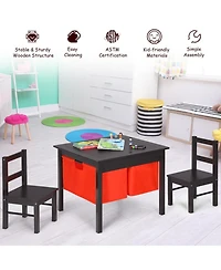 Gouun 2-in-1 Kids Activity Table and 2 Chairs Set with Building Block Board