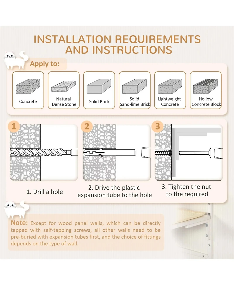 Zeus and Ruta Wood Wall-Mounted Modern Cat Wall Shelves Set for Indoor Cats