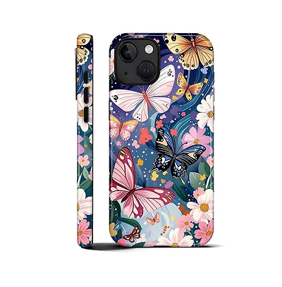 Gonez Case for iPhone 14 - 2-in-1 Dual-Layer Shockproof Protection, Colorful Flower Art Glossy Cover