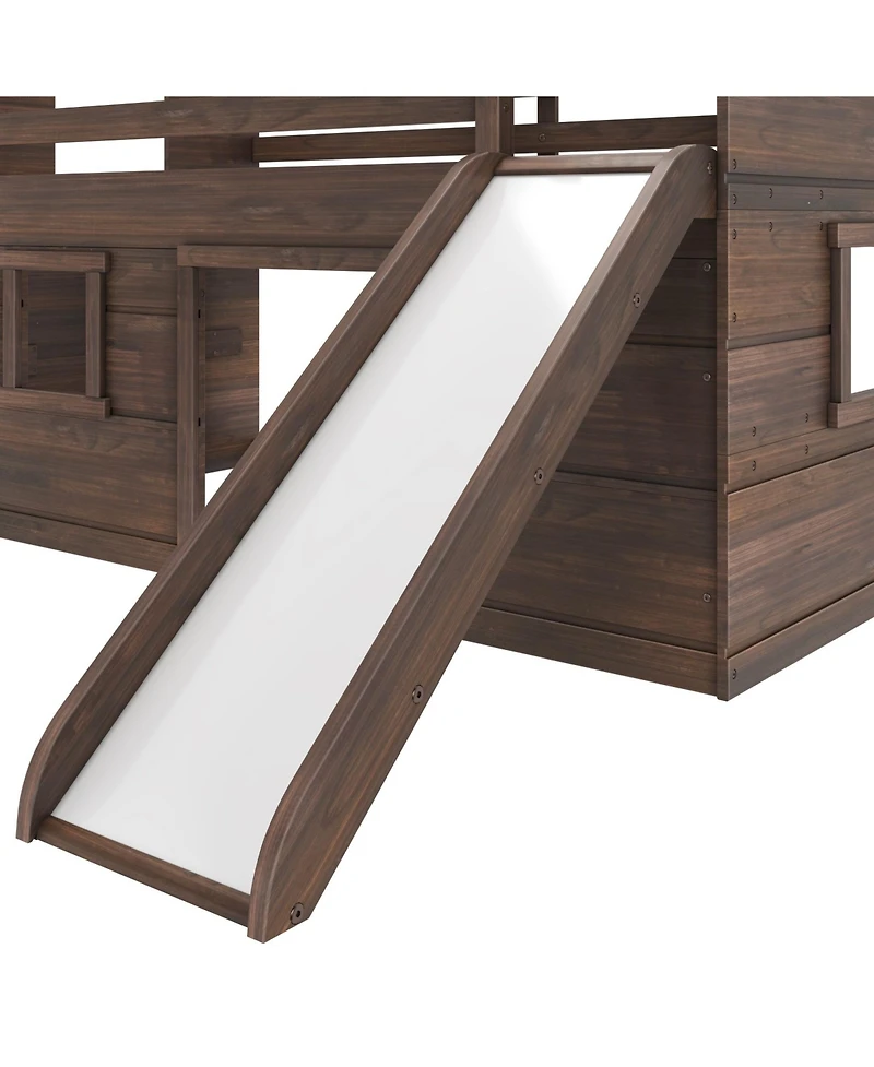 Max and Lily Farmhouse Twin Low Loft with Slide
