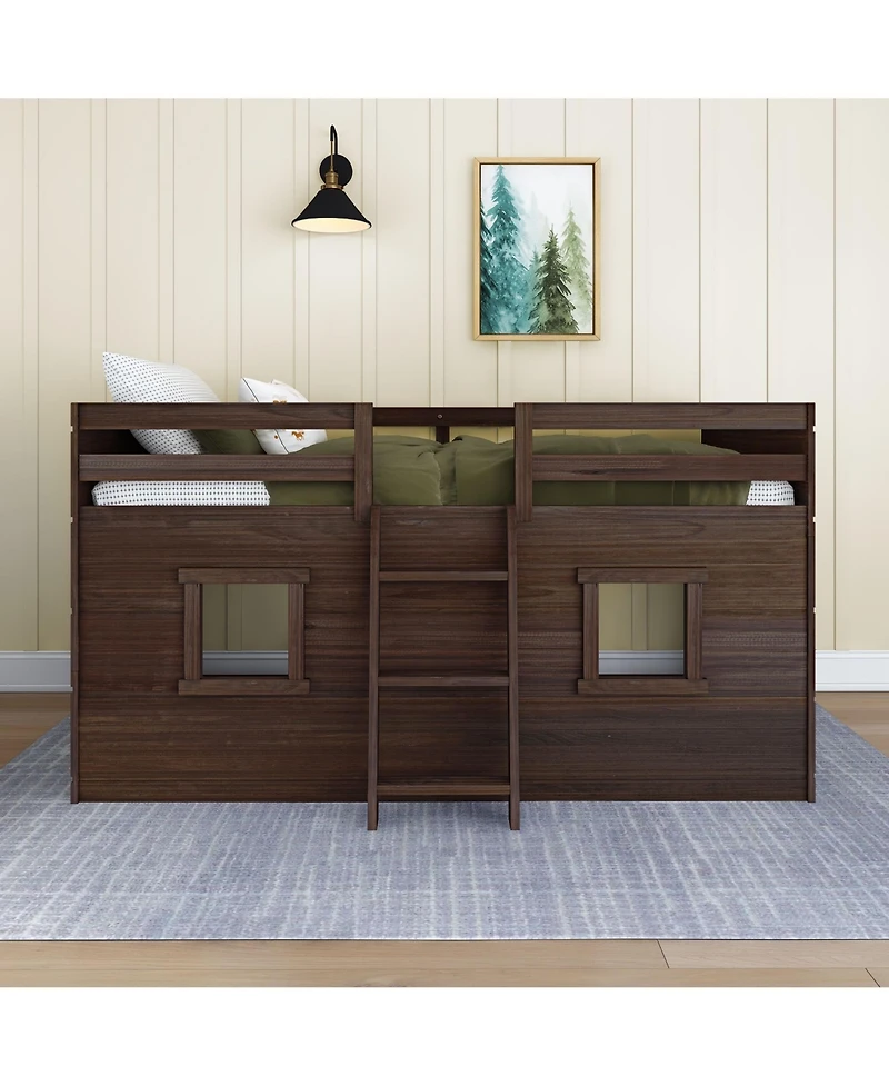 Max and Lily Farmhouse Twin Low Loft with 2 Windows