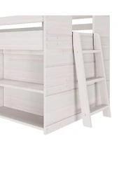 Max and Lily Farmhouse Twin Low Loft with Bookcase