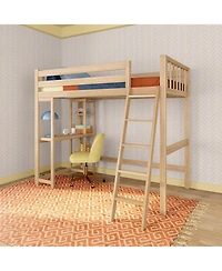 Max and Lily Scandinavian High Loft w/ Side Desk Shelves