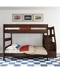 Max and Lily Modern Farmhouse Queen Over Bunk Bed With Staircase