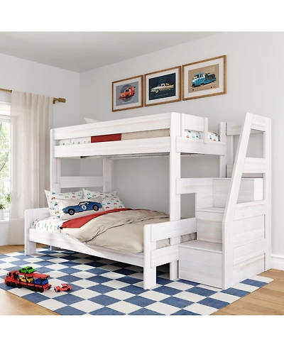 Max & Lily Modern Farmhouse Twin Over Full Bunk Bed With Staircase