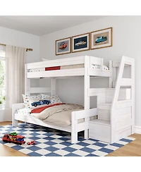 Max & Lily Modern Farmhouse Twin Over Full Bunk Bed With Staircase