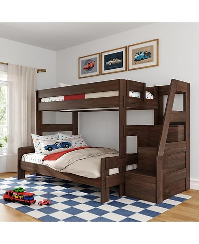 Max & Lily Modern Farmhouse Twin Over Full Bunk Bed With Staircase