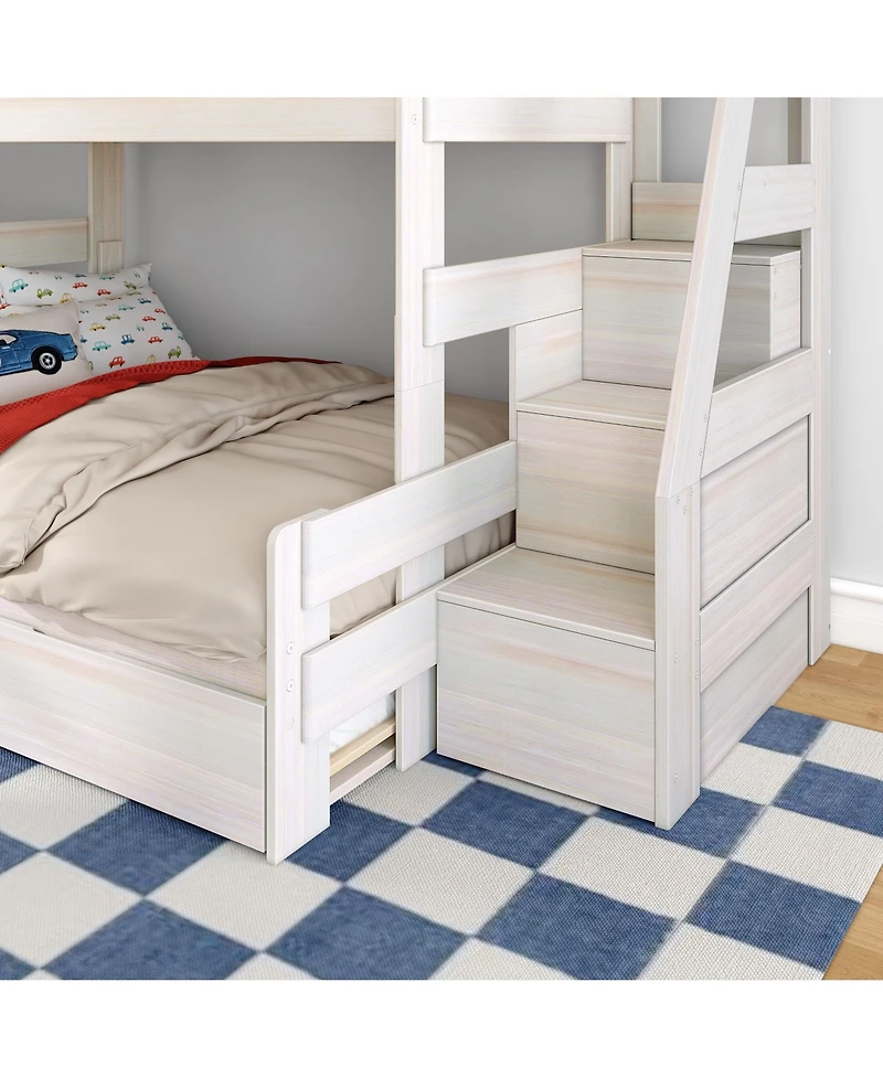 Max and Lily Modern Farmhouse Twin Over Full Bunk Bed With Staircase