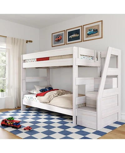 Max and Lily Modern Farmhouse Twin Over Bunk Bed With Staircase