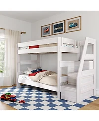 Max and Lily Modern Farmhouse Twin Over Bunk Bed With Staircase