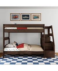 Max and Lily Modern Farmhouse Twin Over Bunk Bed With Staircase