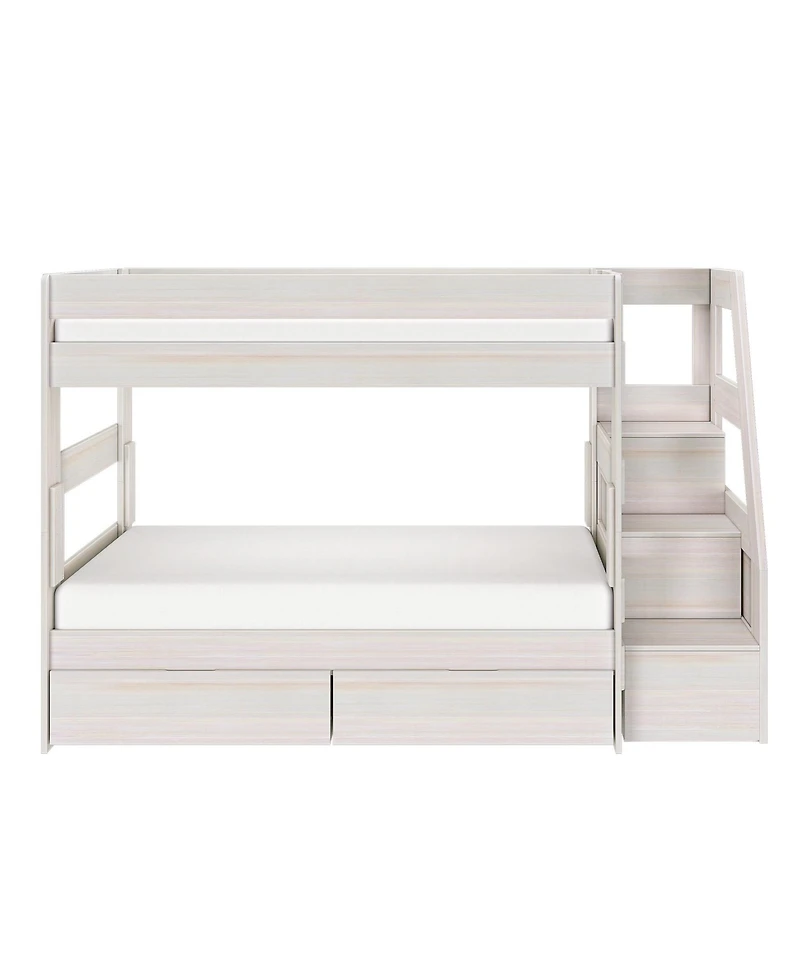Max and Lily Modern Farmhouse Twin Over Bunk Bed With Staircase Storage Drawers