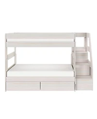 Max and Lily Modern Farmhouse Twin Over Bunk Bed With Staircase Storage Drawers