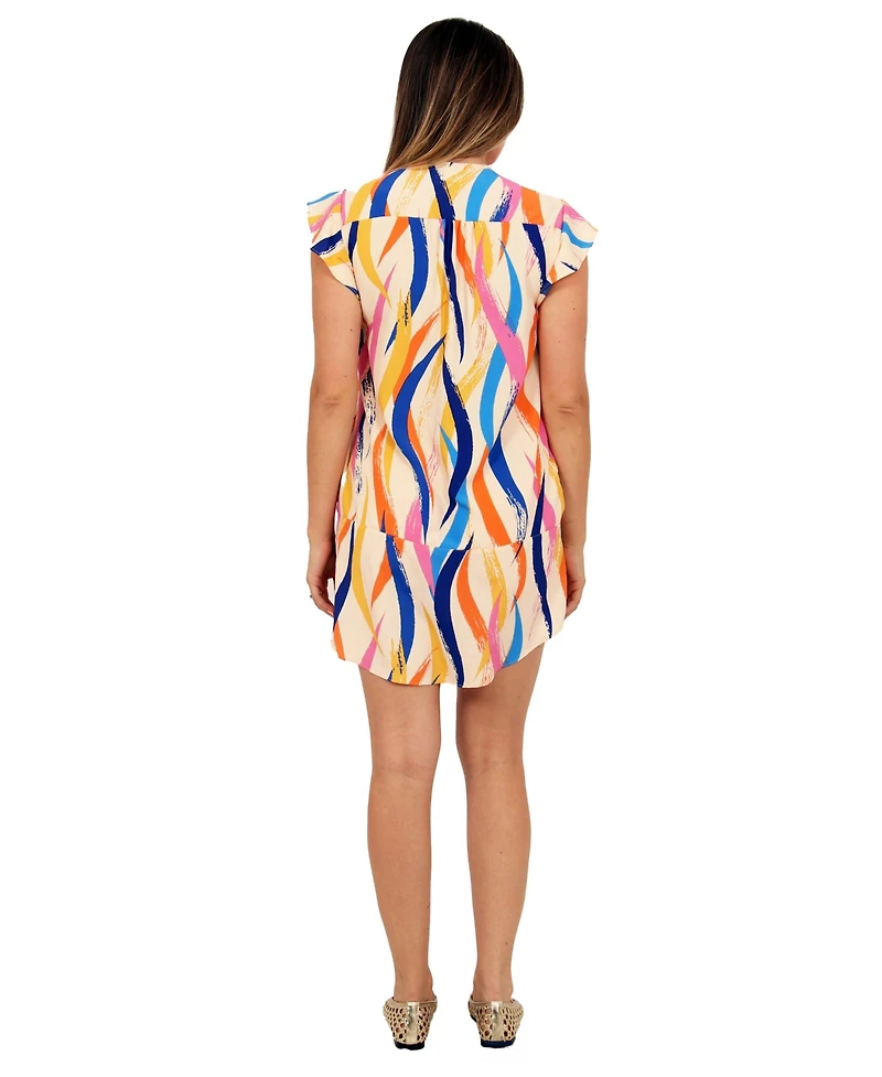 24seven Comfort Apparel Women's Abstract Print Shift Dress