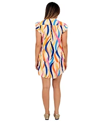 24seven Comfort Apparel Women's Abstract Print Shift Dress