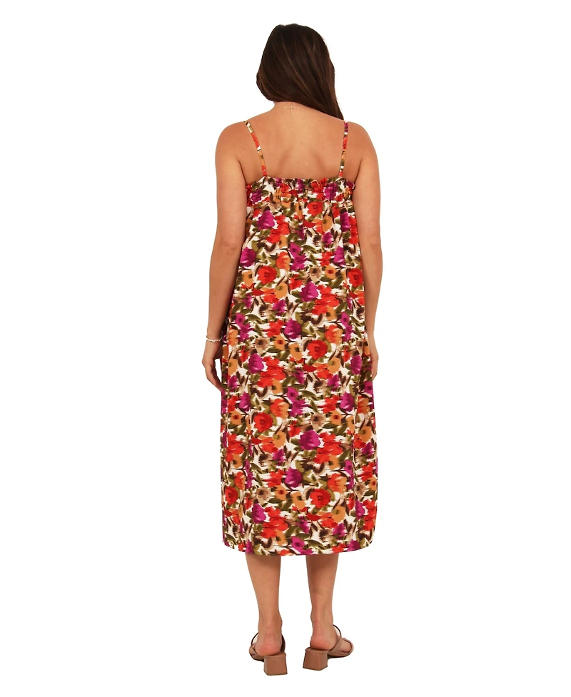 24seven Comfort Apparel Women's Abstract Print A-Line Dress