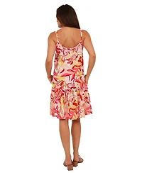 24seven Comfort Apparel Women's Floral Print Scoop Mini Dress