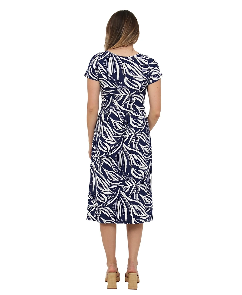 24seven Comfort Apparel Women's Abstract Print Midi Dress