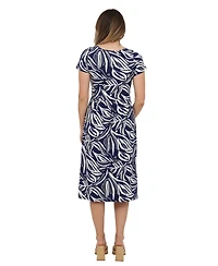 24seven Comfort Apparel Women's Abstract Print Midi Dress