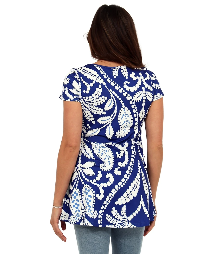 24seven Comfort Apparel Women's Paisley Print Tunic Top