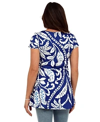24seven Comfort Apparel Women's Paisley Print Tunic Top