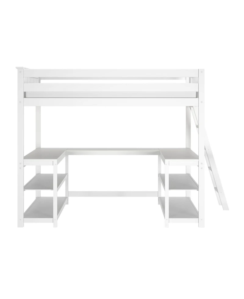 Max and Lily Classic Full High Loft with Wraparound Desk