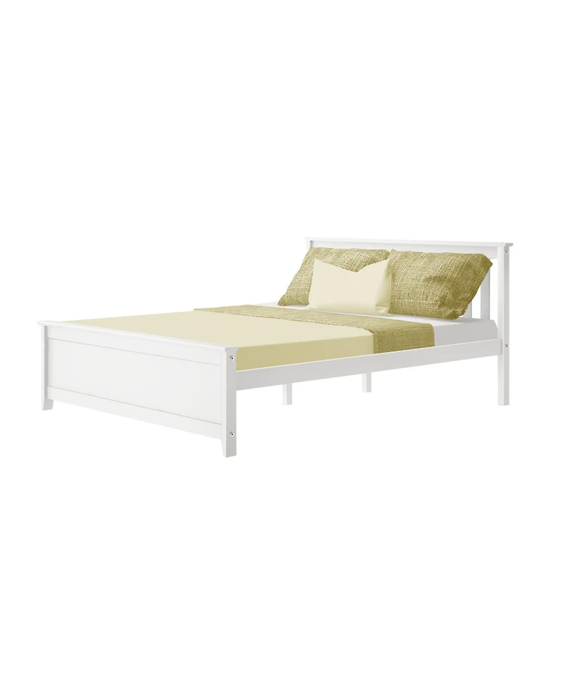 Max and Lily Queen Bed Frame, Solid Wood Platform with Slatted Headboard for Kids