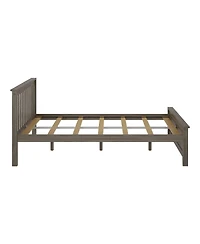Max and Lily Queen Bed Frame, Solid Wood Platform with Slatted Headboard for Kids
