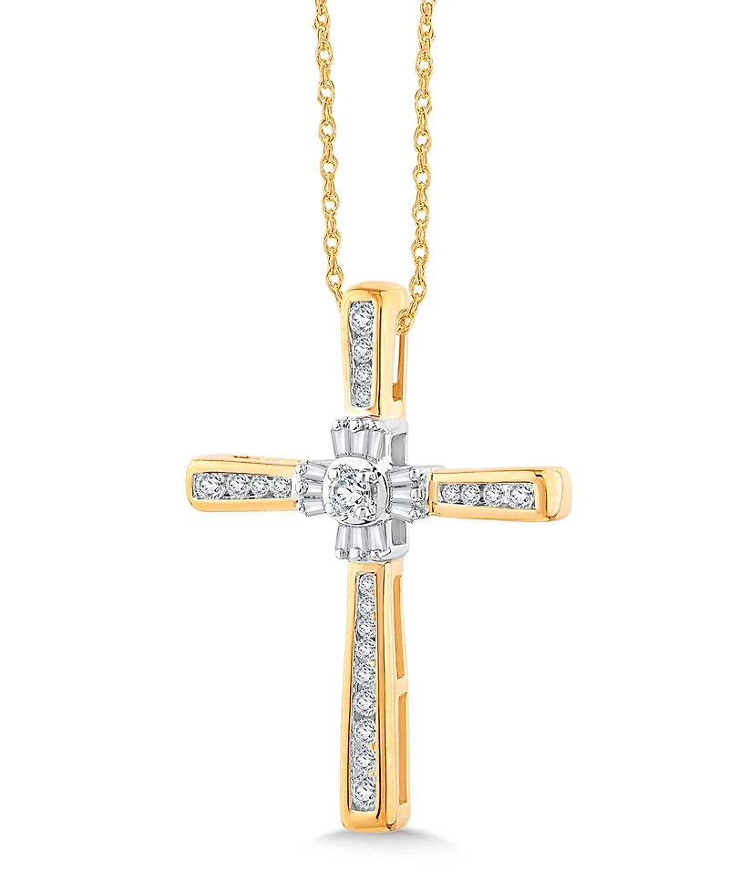 14k Gold Pendant, Diamond Cross (1/4 ct. t.w.)