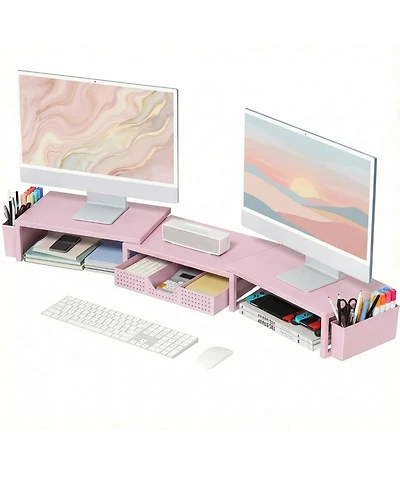Gnuadz Monitor Stand Riser Drawer Pen Holder Metal Desk Organizer