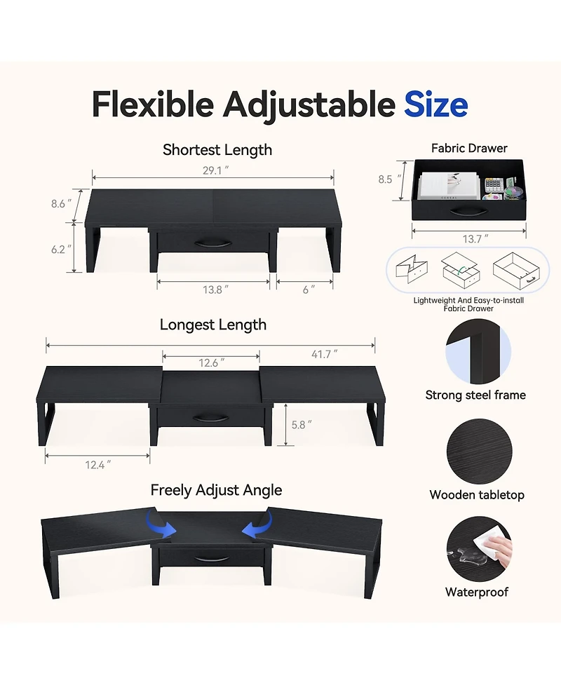 Gnuadz Monitor Stand Riser Desk Organizer Drawer Shelf