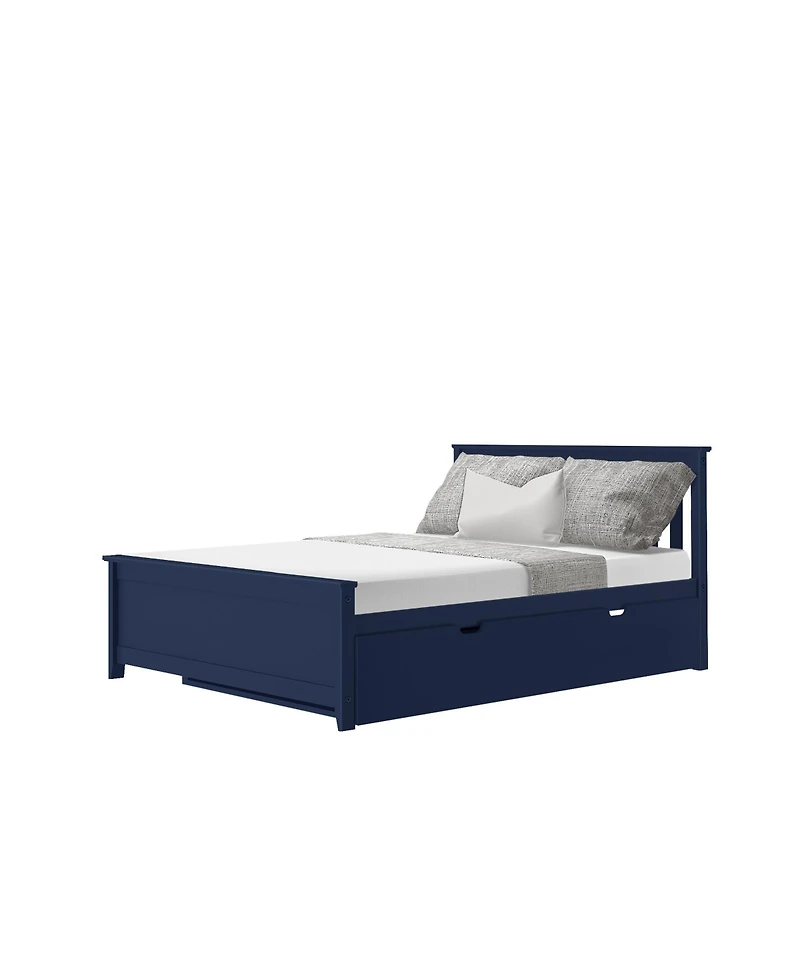 Max and Lily Full Bed Frame with Trundle, Solid Wood Platform Storage