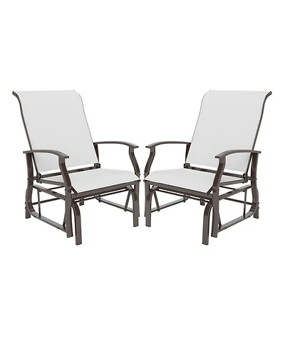 Gouun Outdoor Glider Patio Chairs Set of 2 with Ergonomic Backrest