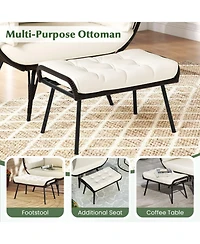 Gouun Oversized Rattan Egg Lounge Chair with Ottoman and Cushions