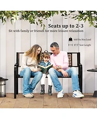 Gouun 50-inch Outdoor Metal Garden Bench with Rattan-Style Backrest