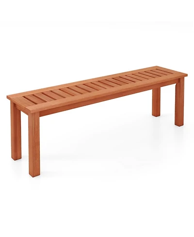 Gouun 47-inch Solid Wood Patio Bench with Slatted Seat, 2-Person