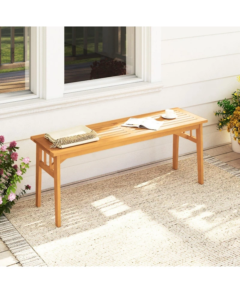Gouun 48-inch Acacia Wood Backless Bench with Triangular Support