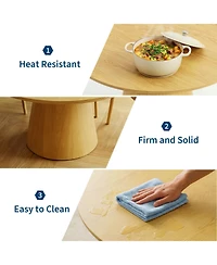 homfan 43" Round Dining Table for 4-6 People, Wooden Dining Room Table with Pedestal Base, Dining Room, Living Room