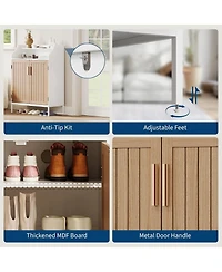 Homfan Modern Shoe Storage Cabinet with Doors, 4 Tier Organizer Adjustable Shelves