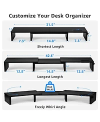 Gnuadz Dual Monitor Stand Riser Adjustable Wooden Organizer