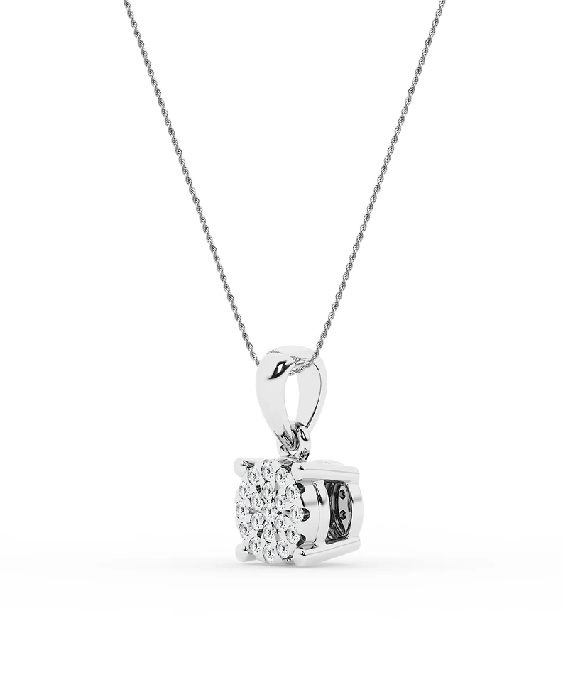 Diamond Cluster Pendant Necklace in Sterling Silver (1/10 ct. t.w.)
