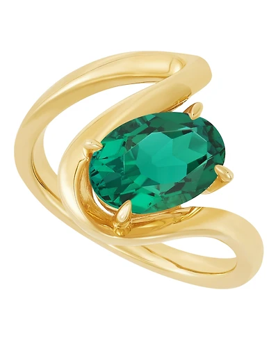 Macy's Created Emerald (2-5/8 ct. t.w.) Ring in 14k Yellow Gold-Plated Sterling Silver