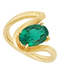 Macy's Created Emerald (2-5/8 ct. t.w.) Ring in 14k Yellow Gold-Plated Sterling Silver