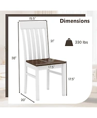 Gouun Set of 2 Kitchen Armless Dining Chairs with Slatted High Backrests