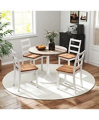 Gouun Set of 2 Ladder-Back Dining Chairs with Solid Rubber Wood Legs
