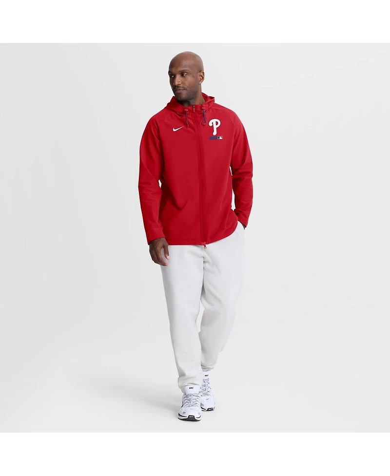 Nike Men's Red Philadelphia Phillies Authentic Collection Raglan Therma-fit Full-Zip Hooded Jacket