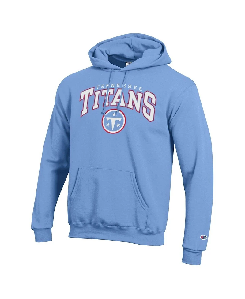 Champion Men's Light Blue Tennessee Titans Powerblend Arch over Logo Hoodie
