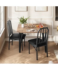 gaomon 3-Piece 2-Person Modern Dining Table Set with Pu Chairs